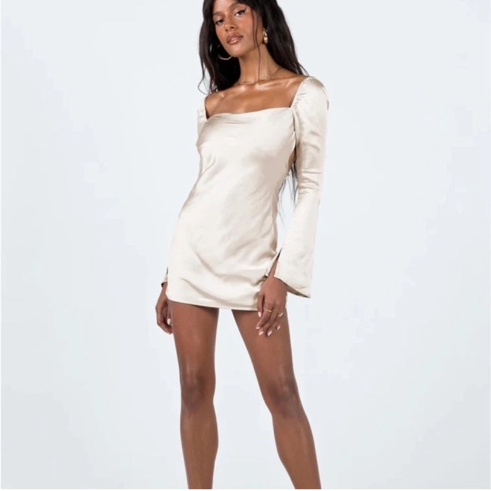 Princess Polly Star Power Satiny Cowl Neck Mini Dress Champagne Size 6